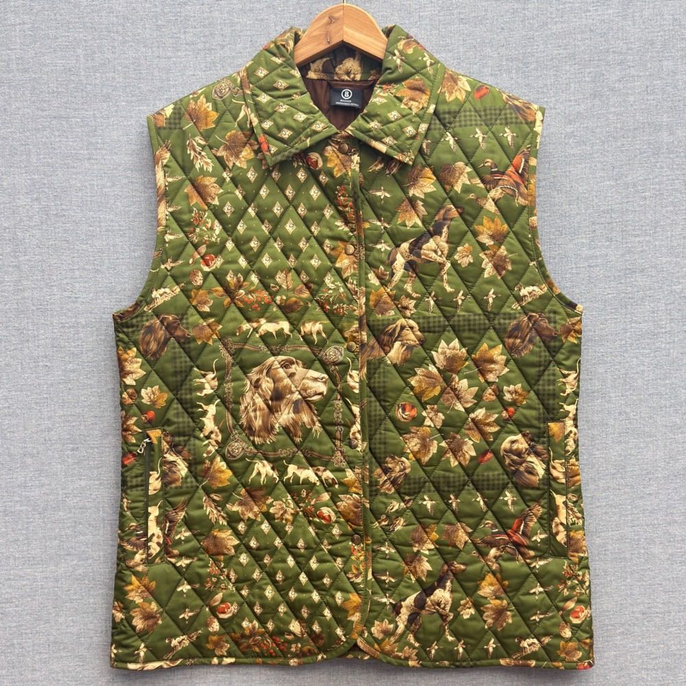 Bogner Olive Green Quilted Hunting Print Vest
